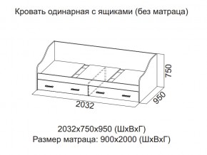 Кровать одинарная с ящиками (Без матраца 0,9*2,0) в Асбесте - asbest.магазин96.com | фото